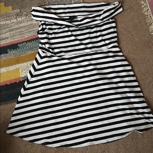 Black & White striped Bardot dress 20